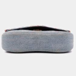 Pre Owned Louis Vuitton Blue Limited Edition Denim Patches New Wave Chain MM