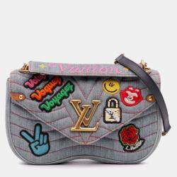 Pre Owned Louis Vuitton Blue Limited Edition Denim Patches New Wave Chain MM