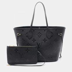 Pre Owned Louis Vuitton Neverfull MM Black Monogram Empreinte Leather Tote Bag
