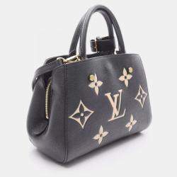 Pre Owned Louis Vuitton Montaigne BB Black Beige Monogram Empreinte Leather Handbag