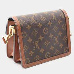 Pre Owned Louis Vuitton Dauphine Mini Monogram Reverse Brown Coated Canvas Leather Shoulder Bag