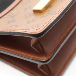 Pre Owned Louis Vuitton Dauphine Mini Monogram Reverse Brown Coated Canvas Leather Shoulder Bag