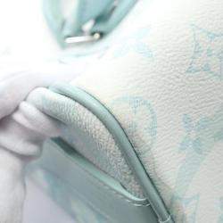 Pre Owned Louis Vuitton Keepall Bandouliere 25 Monogram Aqua Garden Blue Coated Canvas Leather Handbag