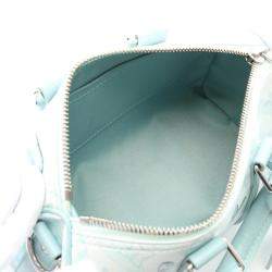 Pre Owned Louis Vuitton Keepall Bandouliere 25 Monogram Aqua Garden Blue Coated Canvas Leather Handbag