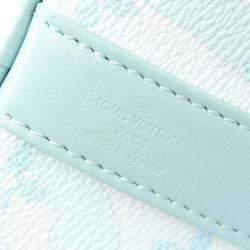 Pre Owned Louis Vuitton Keepall Bandouliere 25 Monogram Aqua Garden Blue Coated Canvas Leather Handbag