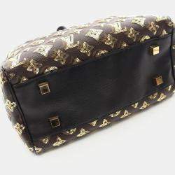 Pre Owned Louis Vuitton Speedy 30 Monogram Eclipse Brown Coated Canvas Leather Handbag