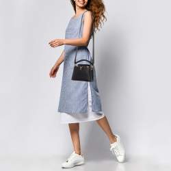 Pre Owned Louis Vuitton Black Leather Capucines Mini Bag