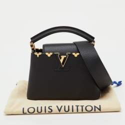 Pre Owned Louis Vuitton Black Leather Capucines Mini Bag