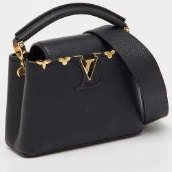 Pre Owned Louis Vuitton Black Leather Capucines Mini Bag