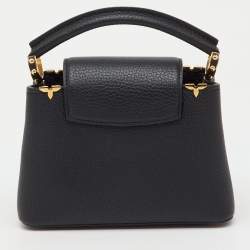 Pre Owned Louis Vuitton Black Leather Capucines Mini Bag