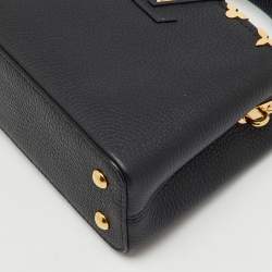 Pre Owned Louis Vuitton Black Leather Capucines Mini Bag