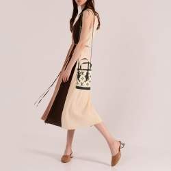 Pre Owned Louis Vuitton Beige/Black Monogram Canvas and Leather Nano Bucket Bag