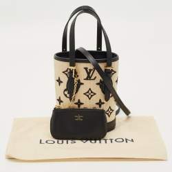 Pre Owned Louis Vuitton Beige/Black Monogram Canvas and Leather Nano Bucket Bag