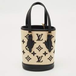 Pre Owned Louis Vuitton Beige/Black Monogram Canvas and Leather Nano Bucket Bag
