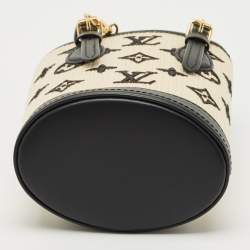 Pre Owned Louis Vuitton Beige/Black Monogram Canvas and Leather Nano Bucket Bag
