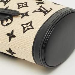 Pre Owned Louis Vuitton Beige/Black Monogram Canvas and Leather Nano Bucket Bag