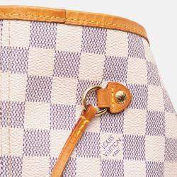 Pre Owned Louis Vuitton White Damier Azur Neverfull MM