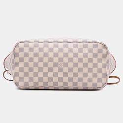 Pre Owned Louis Vuitton White Damier Azur Neverfull MM