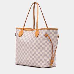 Pre Owned Louis Vuitton White Damier Azur Neverfull MM