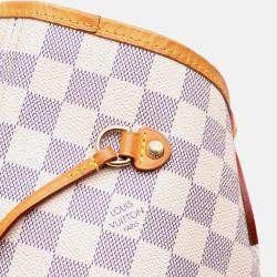 Pre Owned Louis Vuitton White Damier Azur Neverfull MM