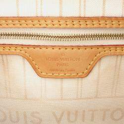Pre Owned Louis Vuitton White Damier Azur Neverfull MM