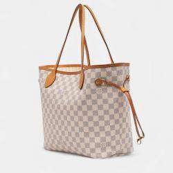 Pre Owned Louis Vuitton White Damier Azur Neverfull MM