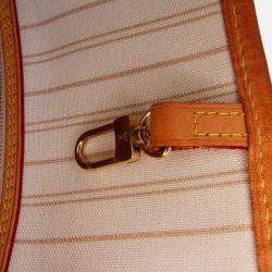 Pre Owned Louis Vuitton White Damier Azur Neverfull MM