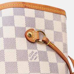 Pre Owned Louis Vuitton White Damier Azur Neverfull MM