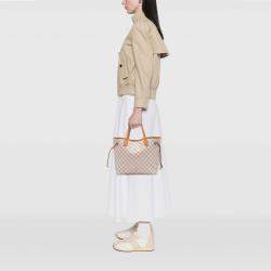 Pre Owned Louis Vuitton White Damier Azur Neverfull MM