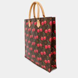 Pre Owned Louis Vuitton Sac Plat Brown Monogram Cherry Handbag