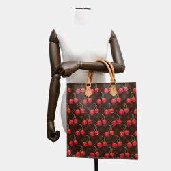 Pre Owned Louis Vuitton Sac Plat Brown Monogram Cherry Handbag