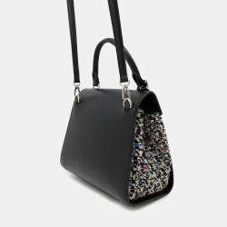 Pre Owned Louis Vuitton Lv Arc PM Gray Black Tweed Leather Handbag