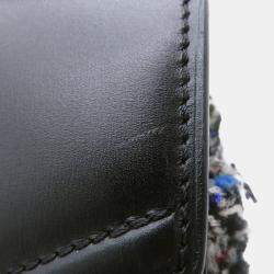 Pre Owned Louis Vuitton Lv Arc PM Gray Black Tweed Leather Handbag