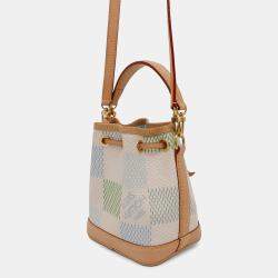 Pre Owned Louis Vuitton Nano Noe Pistachio Green Damier Licious Handbag