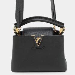 Pre Owned Louis Vuitton Capucines Mini Noir Taurillon Leather Handbag