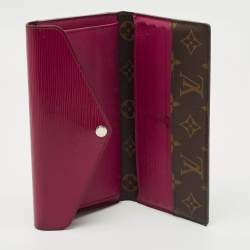 Pre Owned Louis Vuitton Fuchsia Epi Leather and Monogram Canvas Marie-Lou Long Wallet