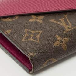 Pre Owned Louis Vuitton Fuchsia Epi Leather and Monogram Canvas Marie-Lou Long Wallet