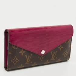 Pre Owned Louis Vuitton Fuchsia Epi Leather and Monogram Canvas Marie-Lou Long Wallet