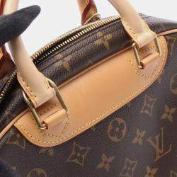 Pre Owned Louis Vuitton Trouville Handbag Monogram Canvas Leather Brown