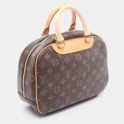 Pre Owned Louis Vuitton Trouville Handbag Monogram Canvas Leather Brown