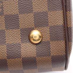 Pre Owned Louis Vuitton Duomo Handbag Damier Canvas Leather Ebene