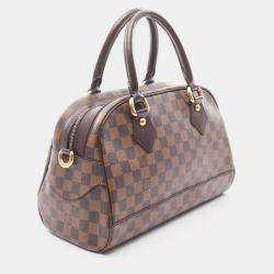 Pre Owned Louis Vuitton Duomo Handbag Damier Canvas Leather Ebene
