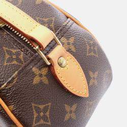 Pre Owned Louis Vuitton Blois Shoulder Bag Monogram Canvas Leather Brown