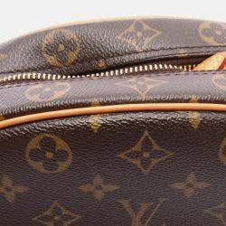 Pre Owned Louis Vuitton Blois Shoulder Bag Monogram Canvas Leather Brown