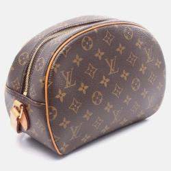 Pre Owned Louis Vuitton Blois Shoulder Bag Monogram Canvas Leather Brown