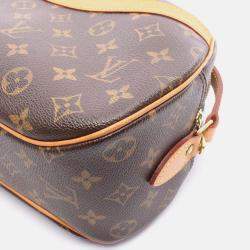 Pre Owned Louis Vuitton Blois Shoulder Bag Monogram Canvas Leather Brown