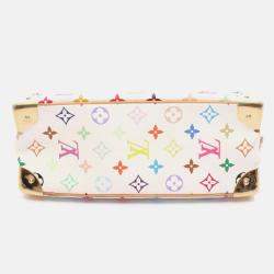 Pre Owned Louis Vuitton Trouville Handbag Monogram Multicolor Canvas Leather Blanc