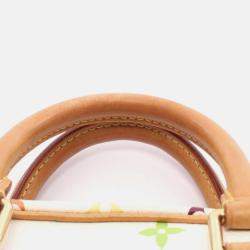 Pre Owned Louis Vuitton Trouville Handbag Monogram Multicolor Canvas Leather Blanc