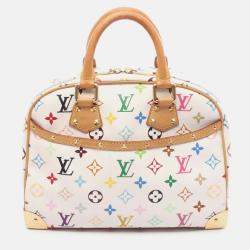 Pre Owned Louis Vuitton Trouville Handbag Monogram Multicolor Canvas Leather Blanc