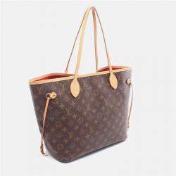 Pre Owned Louis Vuitton Neverfull Mm Tote Bag Monogram Canvas Brown Cerise